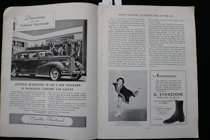1937 GAY BLADES - ICE CARNIVAL OFFICIAL PROGRAM - K 2259