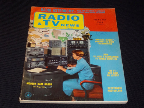 1958 FEBRUARY RADIO & TELEVISION NEWS MAGAZINE VERY NICE FRONT COVER - E 94