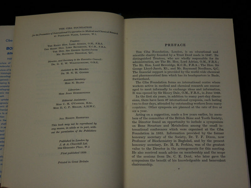 1956 BONE STRUCTURE AND METABOLISM BOOK - CIBA SYMPOSIUM - KD 6163