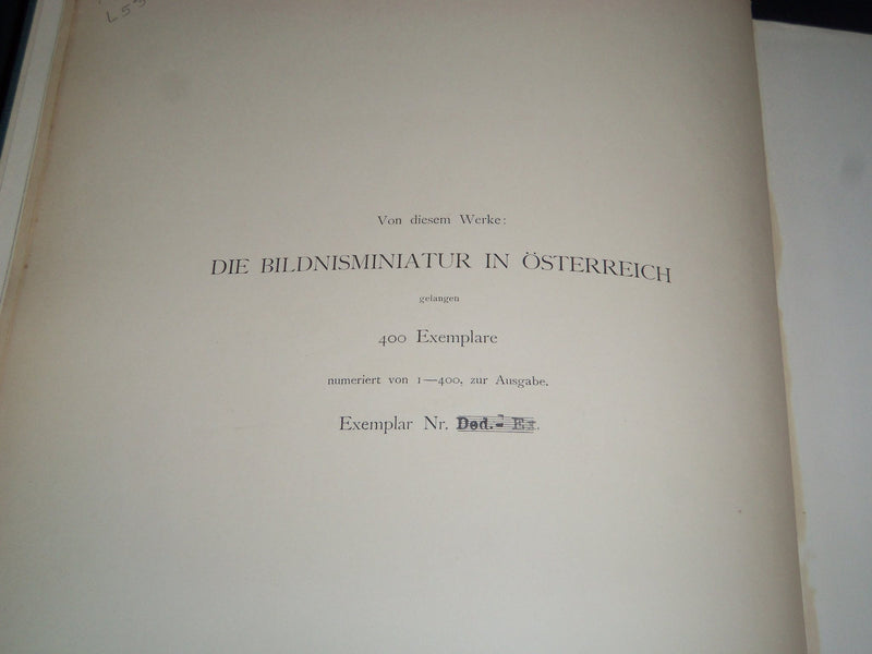 1907 DIE BILDNIS - MINIATUR IN OESTERREICH VOLUME BY EDUARD LEISCHING - Z 93