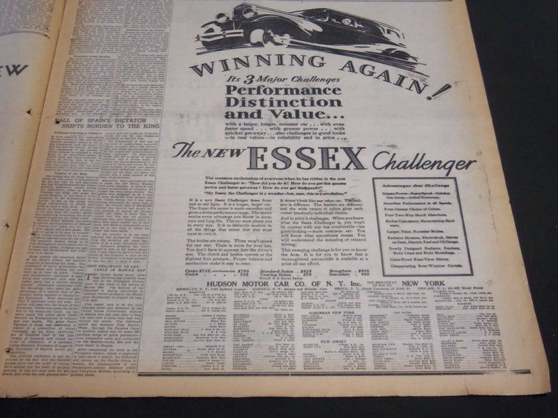 1930 FEB 2 NEW YORK TIMES SPECIAL & AUTO - BIG BILL TILDEN IN ACTION - NT 7002