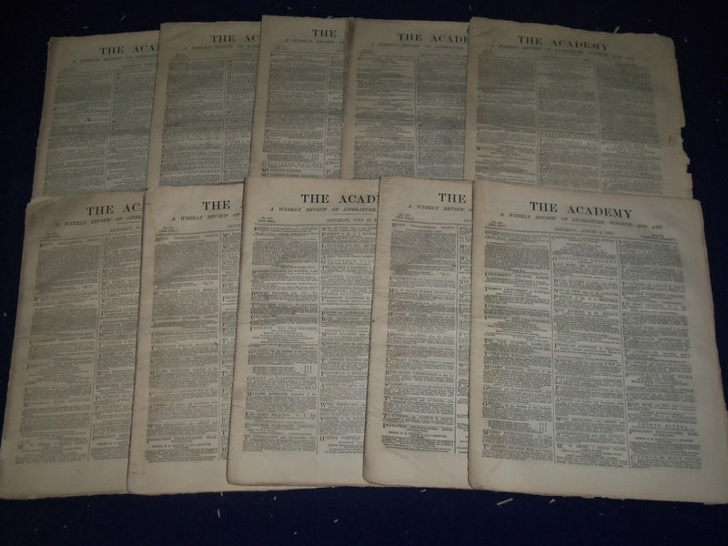 1878 THE ACADEMY WEEKLY REVIEW OF LITERATURE LOT OF 34 ISSUES - LONDON - O 2224
