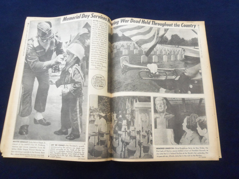 1965 MAY 31 BOSTON RECORD AMERICAN NEWSPAPER-NEW 'WRECKORD' ROAD DEATHS- NP 6300