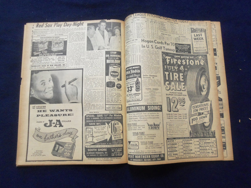 1958 JUNE 11 BOSTON RECORD AMERICAN NEWSPAPER-ADAMS GOLDFINE HOTEL GUEST NP 6274