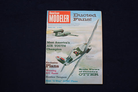 1962 MARCH AMERICAN MODELER MAGAZINE - HAWKER TEMPEST COVER - E 11460