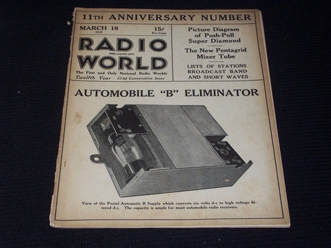 1933 MARCH 18 RADIO WORLD MAGAZINE NICE ELECTRONICS COVERS & ADS - E 2825