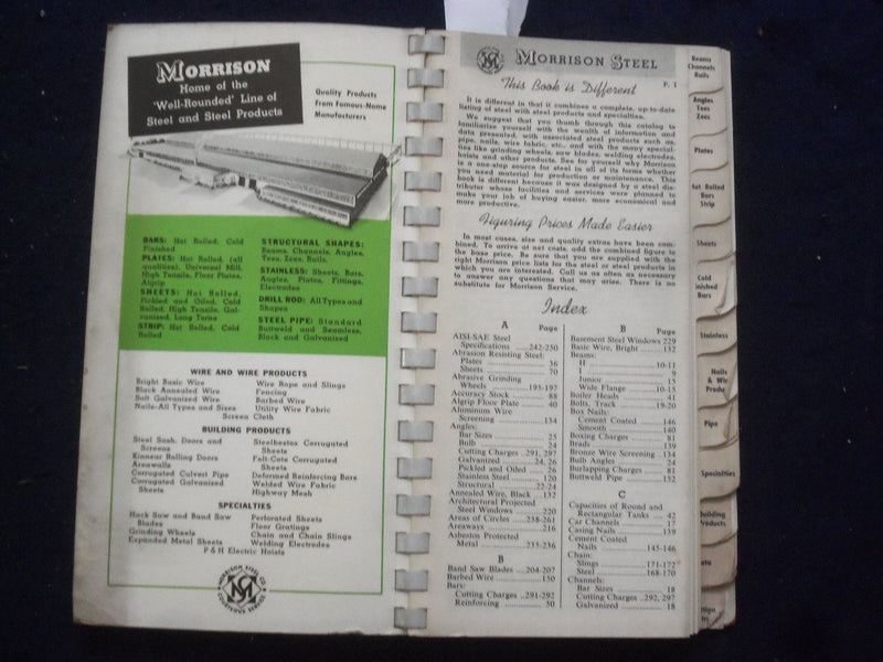 1952-1953 MORRISON STEEL CATALOG - NEW BRUNSWICK, NJ - J 9787