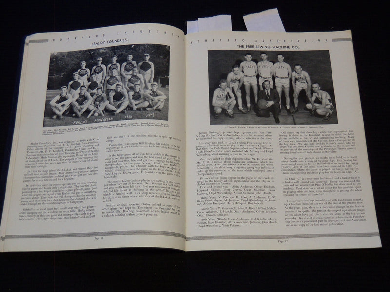 1941 ROCKFORD INDUSTRIAL ATHLETIC ASSOCIATION YEAR BOOK - J 7463