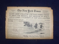 1943 JULY 13 NEW YORK TIMES -ALLIES SEIZE SYRACUSE AND NINE OTHER TOWNS- NP 6545