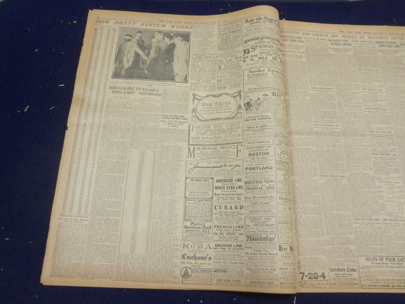 1917 JULY 21 NEW YORK TIMES - DRAWING FOR NATION'S DRAFT ARMY - NT 9317