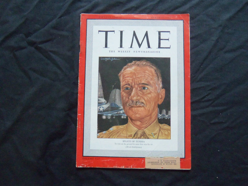 1943 MARCH 22 TIME MAGAZINE - GENERAL CARL SPAATZ OF TUNISIA - T 857