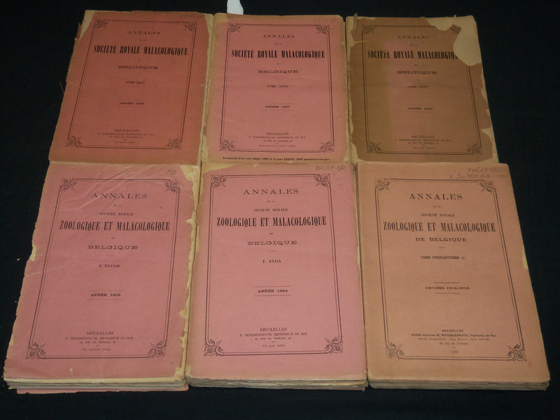 1894-1919 ZOOLOGIQUE ET MALACOLOGIQUE ANNALES MAGAZINES LOT OF 6 - WR 336F