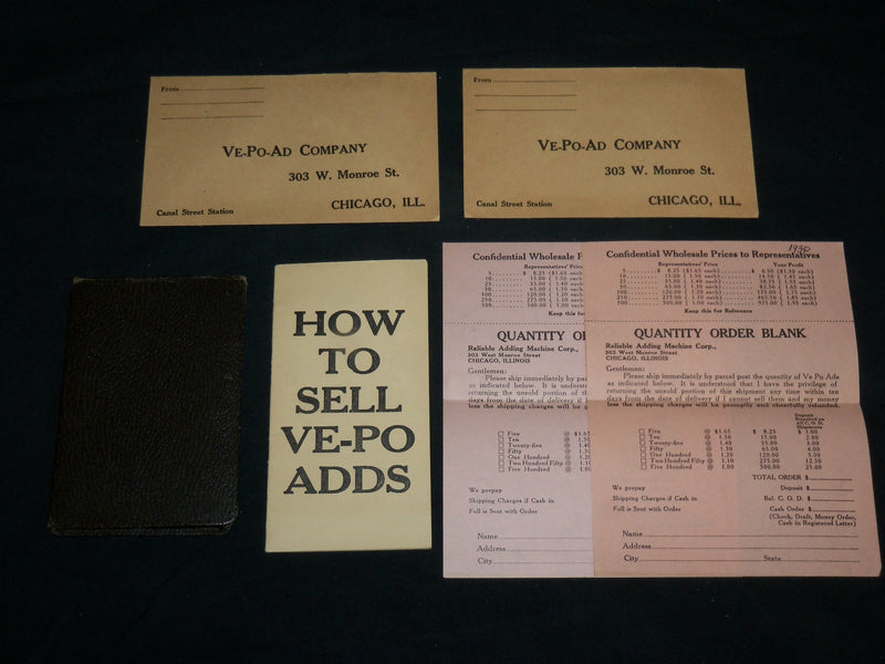 1930 VINTAGE VE-PO-AD MACHINE W/ INSTRUCTIONS & ADVERTISING - J 6649