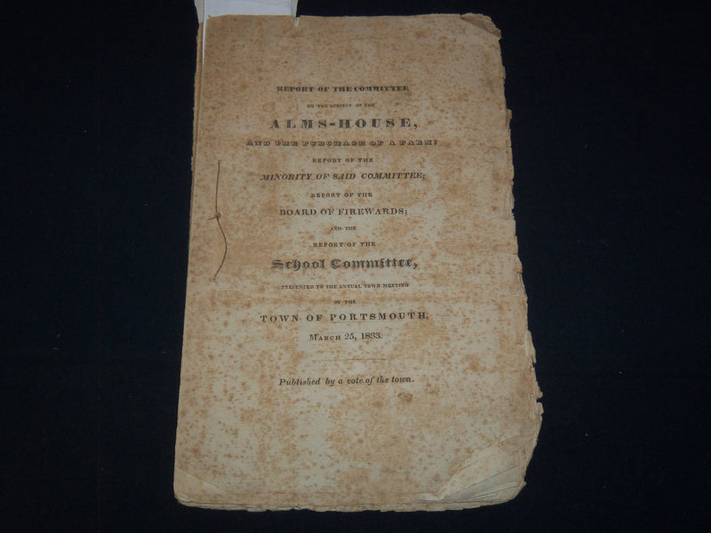 1833 MARCH 25 PORTSMOUTH ALMS HOUSE SCHOOL COMMITTEE REPORT - K 2036