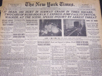 1928 AUGUST 25 NEW YORK TIMES - 17 DEAD IN SUBWAY CRASH IN TIMES SQUARE- NT 5101
