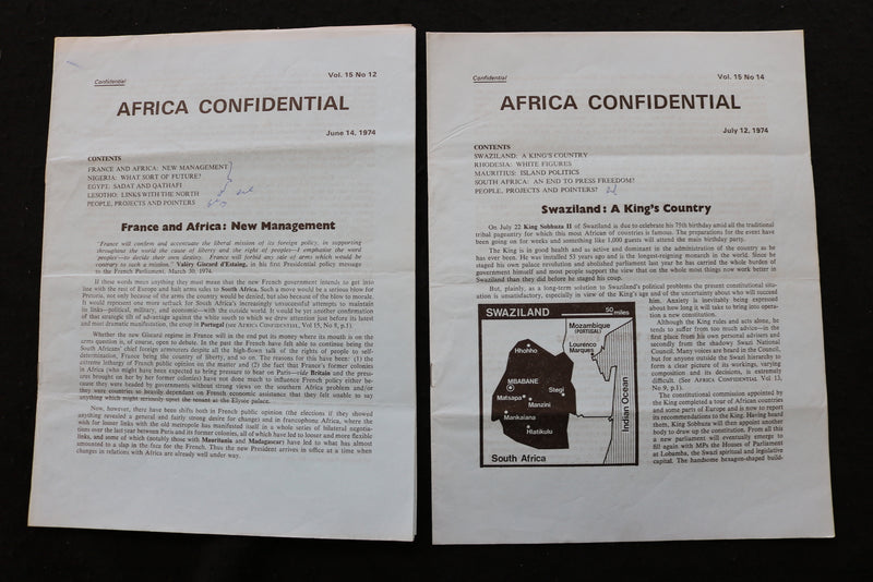 1974 AFRICA CONFIDENTIAL NEWSLETTER - LOT OF 20 - K 2410