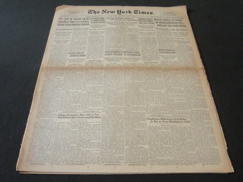 1938 APRIL 2 NEW YORK TIMES - VATICAN REBUKES BISHOPS OF AUSTRIA - NT 6241