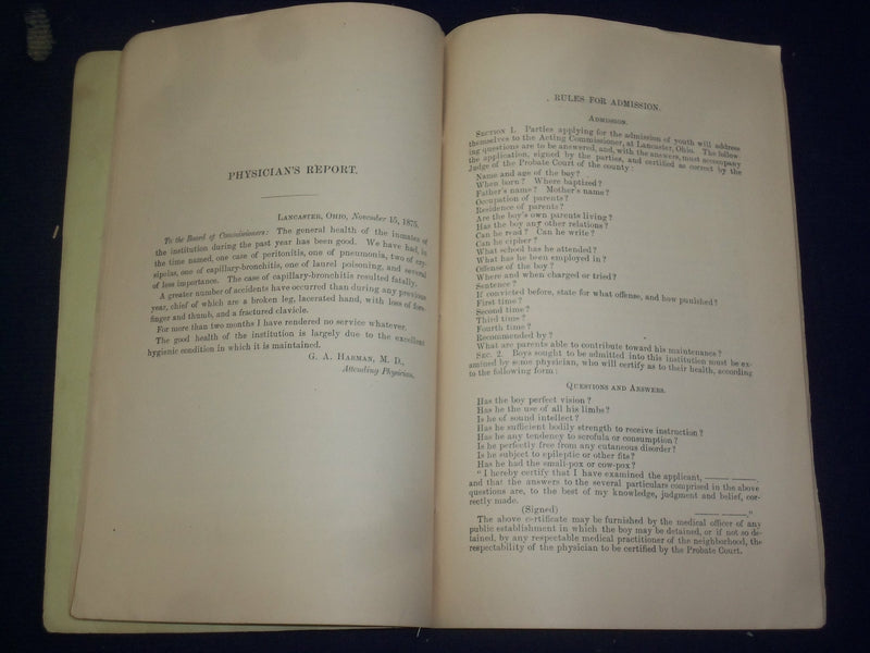 1875 OHIO REFORM SCHOOLS TWENTIETH ANNUAL REPORT - J 4595