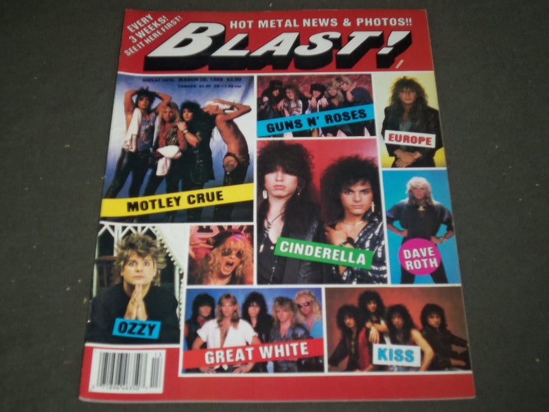 1988 MARCH 26 BLAST! MAGAZINE - MOTLEY CRUE - CINDERALLA - OZZY - ROTH - II 8595