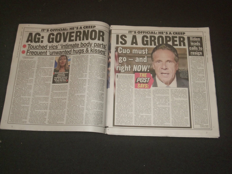 2021 AUGUST 4 NEW YORK POST NEWSPAPER - GOV. CUOMO HARRASED SEVERAL WOMEN