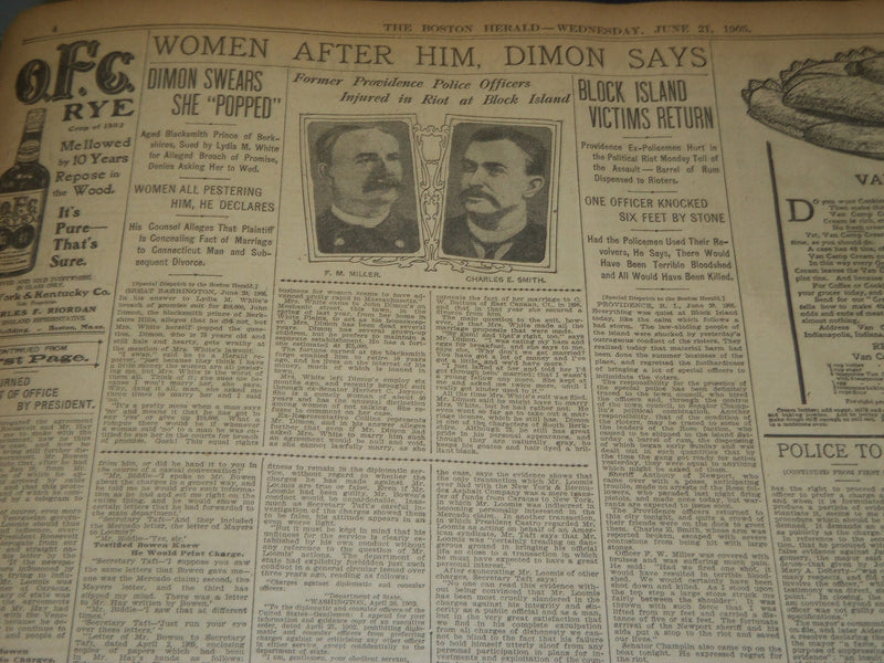1905 JUNE 21 THE BOSTON HERALD - DETECTIVES AWAIT ELMER YOUNG'S ARRIVAL - BH 88