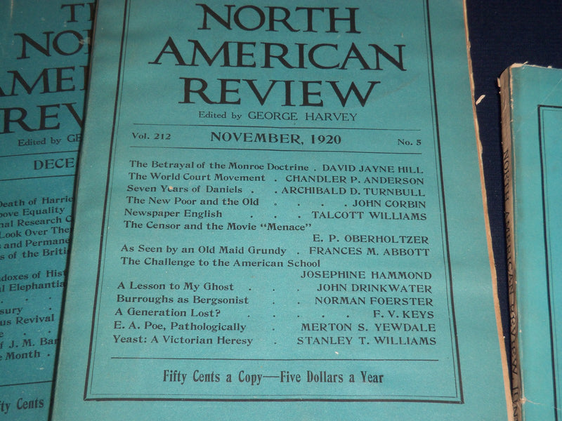 1920 NORTH AMERICAN REVIEW LOT OF 10 ISSUES - GREAT STORIES/ARTICLES - WR 655