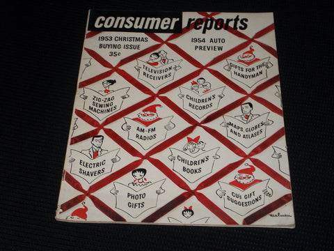1953 CHRISTMAS CONSUMER REPORTS MAGAZINE - AUTO PREVIEW FRONT COVER - E 6424