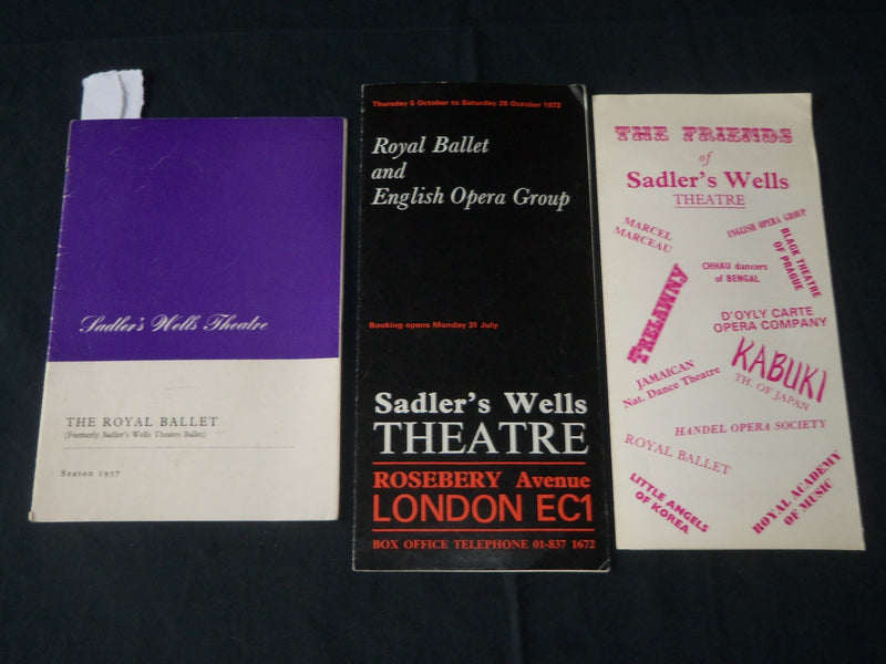 1957-1972 SADLER'S WELLS THEATRE PROGRAMS LOT OF 3 - LONDON - J 3886