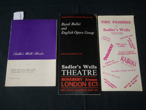 1957-1972 SADLER'S WELLS THEATRE PROGRAMS LOT OF 3 - LONDON - J 3886