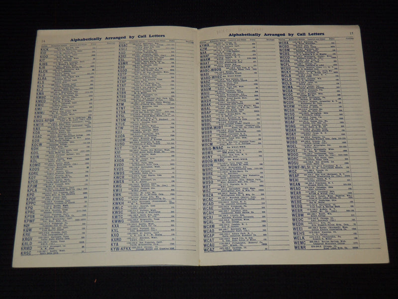 1930'S CUNNINGHAM RADIO TUBES &- BROADCASTING STATIONS BY CALL LETTERS - J 7573