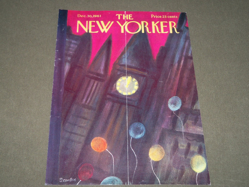 1961 DECEMBER 30 NEW YORKER MAGAZINE FRONT COVER ONLY - GREAT ART FOR FRAMING