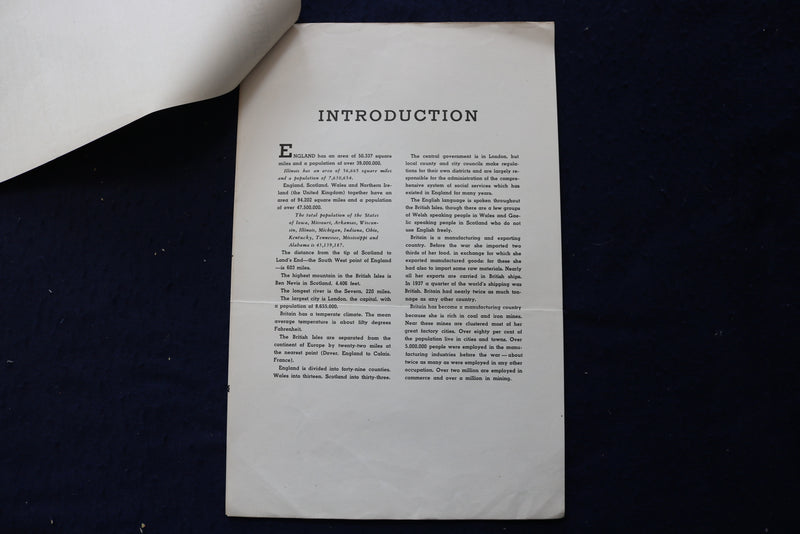 1930'S MAPS OF BRITAIN - BRITISH INFORMATION SERVICES - K 1749
