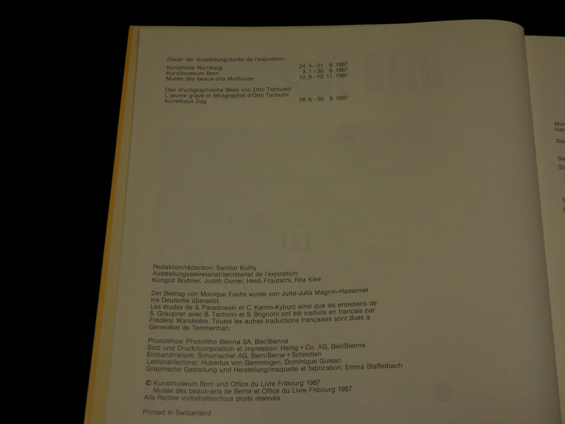 1987 OTTO TSCHUMI SOFTCOVER BOOK BY SANDOR KUTHY - NICE PRINTS - R 730W