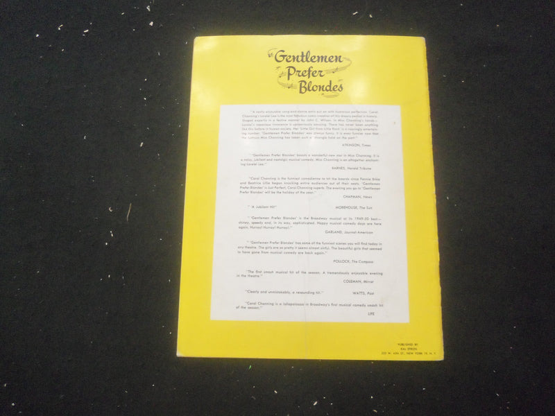 1949 GENTLEMEN PREFER BLONDES SOUVENIR SHOW PROGRAM - CAROL CHANNING - B 1140S