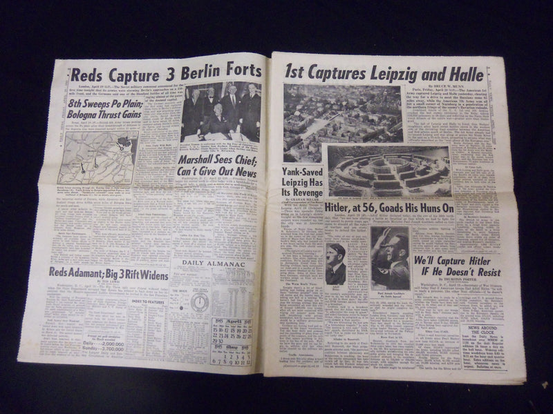 1945 APRIL 20 NEW YORK DAILY NEWS - REDS TAKE 3 BERLIN FORTS - NP 2088