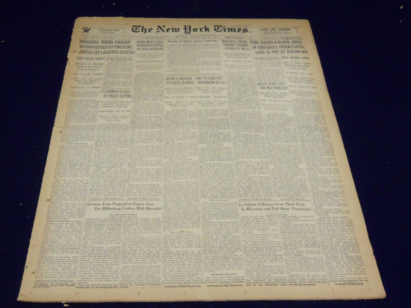 1934 MAY 20 NEW YORK TIMES - CHICAGO STOCKYARDS FIRE - NT 3992