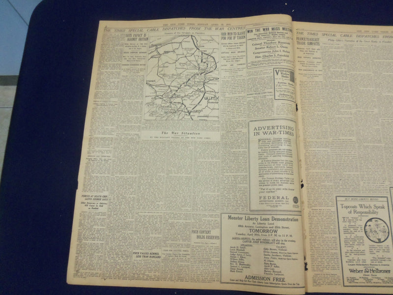 1918 APRIL 29 NEW YORK TIMES - FOCH CONTENT HOLDS BACK COUNTERBLOW - NT 8213