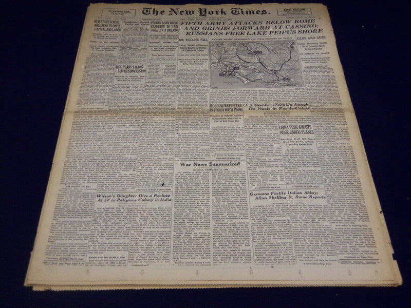 1944 FEBRUARY 14 NEW YORK TIMES - FIFTH ARMY ATTACKS BELOW ROME - NT 755