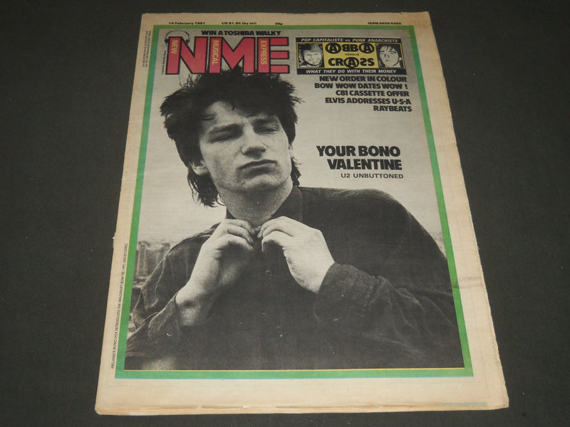 1981 FEBRUARY NEW MUSICAL EXPRESS MAGAZINE - BONO COVER - J 2190