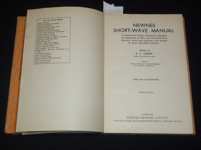 1942-1944 NEWNES SHORT-WAVE MANUALS BY F. J. CAMM - BOOK LOT OF 2 - KD 4065F