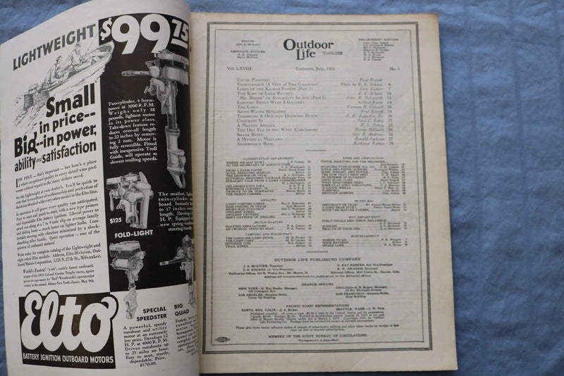 1931 JULY OUTDOOR LIFE MAGAZINE - ENCOUNTERS WITH ALASKAN BEARS - ST 1000Z