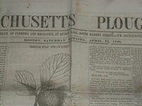 1846 APRIL 11 MASSACHUSETTS PLOUGHMAN NEWSPAPER- BOSTON PINE STRAWBERRY- NP 5122