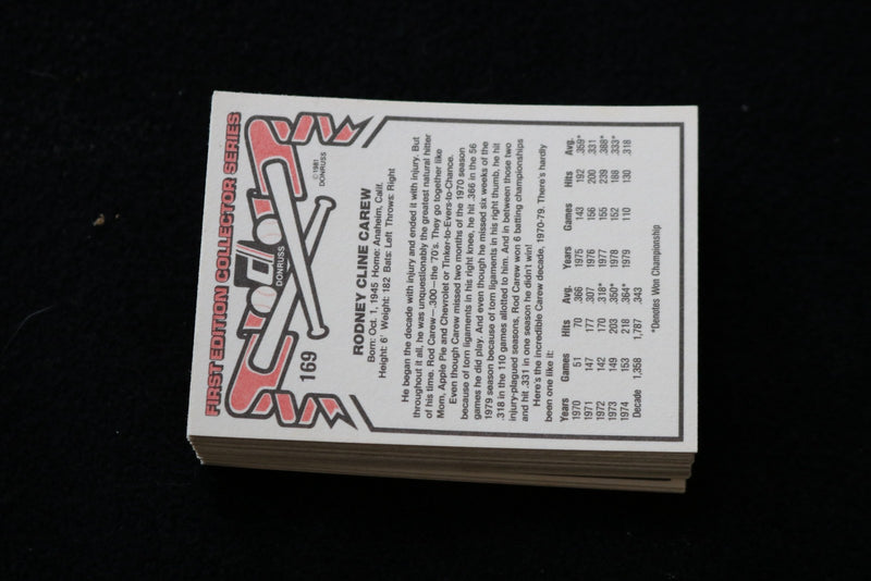 1981 ROD CAREW DONRUSS BASEBALL CARDS - #169 - NM-MT - LOT OF 48 - #159