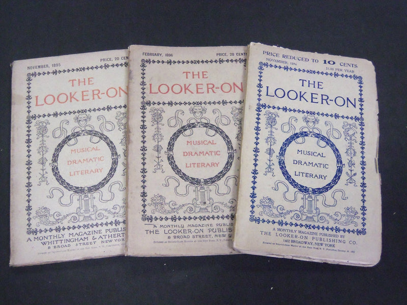 1895-1896 THE LOOKER-ON MAGAZINE LOT OF 3 ISSUES - WR 397