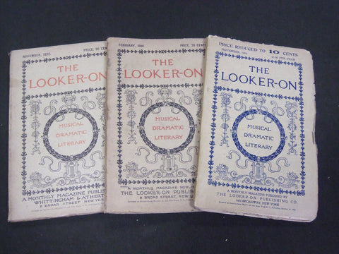 1895-1896 THE LOOKER-ON MAGAZINE LOT OF 3 ISSUES - WR 397