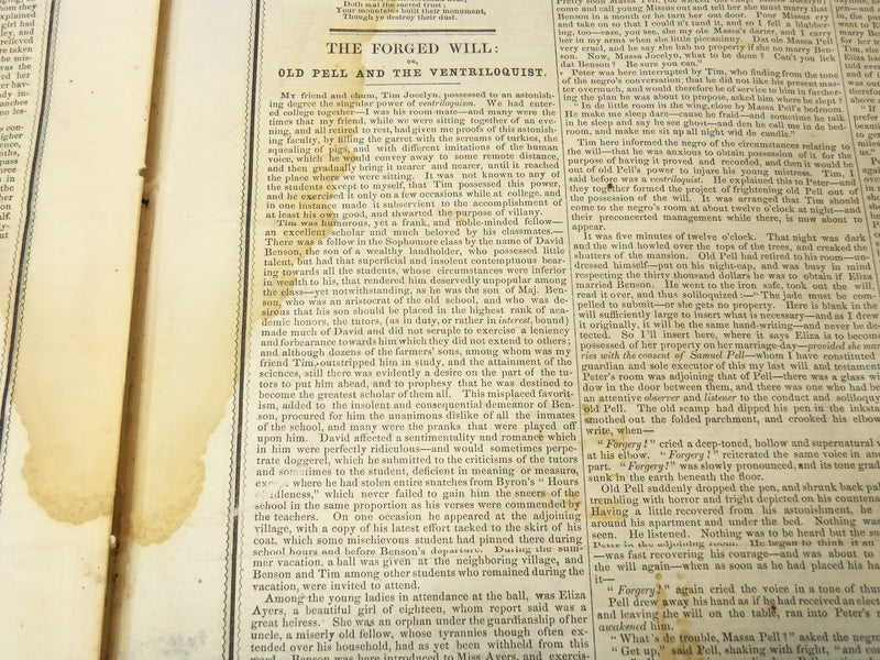 1850 DECEMBER 7 BOSTON MUSEUM NEWSPAPER - FORGED WILL - HELEN - BIRD - NP 9040