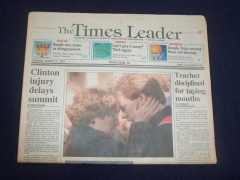 1997 MARCH 17 WILKES-BARRE TIMES LEADER - CLINTON INJURY DELAYS SUMMIT - NP 8180