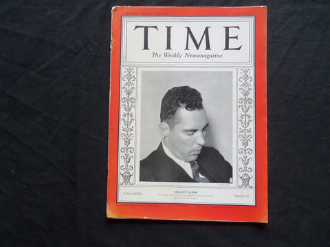 1934 APRIL 9 TIME MAGAZINE - VINCENT ASTOR - T 417