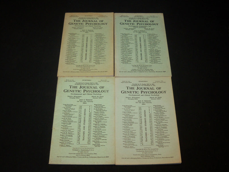 1970-1974 THE JOURNAL OF GENETIC PSYCHOLOGY MAGAZINE LOT OF 4 - WR 572A
