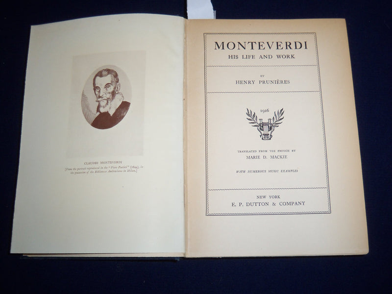 1926 MONTEVERDI HIS LIFE & WORK BOOK BY HENRY PRUNIERES & PROGRAM - KD 1417B
